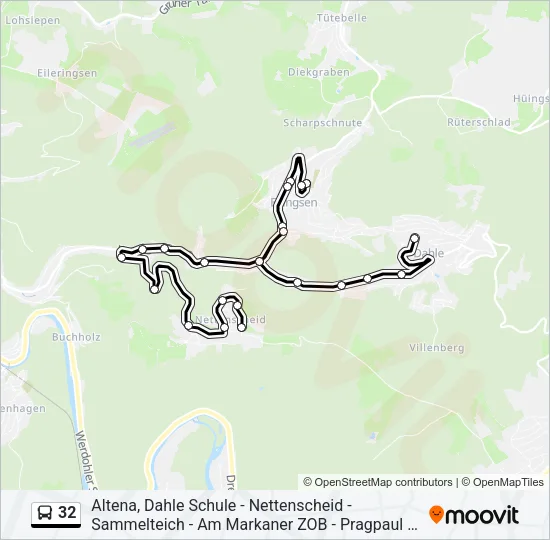 Buslinie 32 Karte
