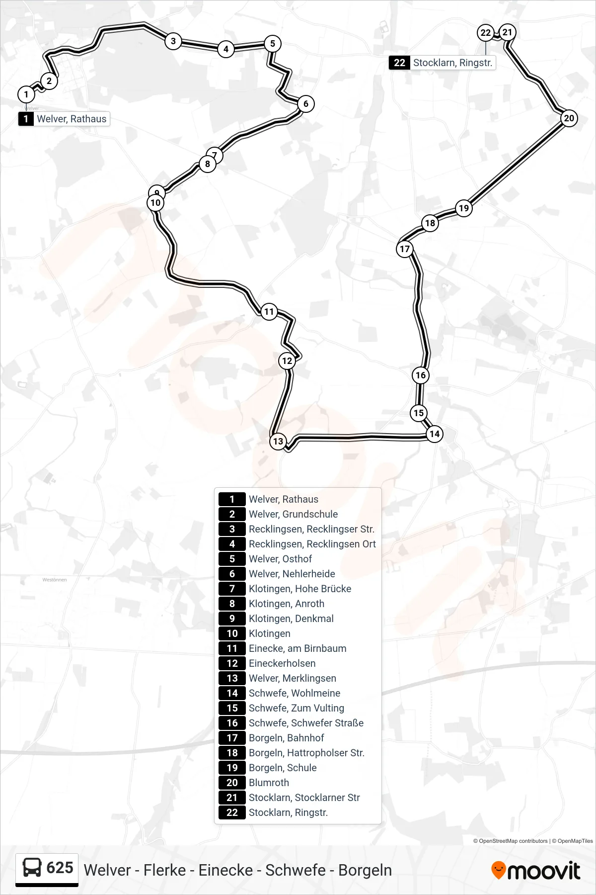 625 bus Line (Stocklarn, Ringstr.) route and stops on a map