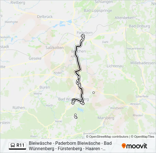 R11 Bus Line Map