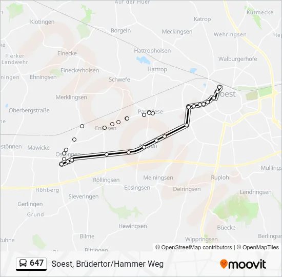 Автобус 647: карта маршрута