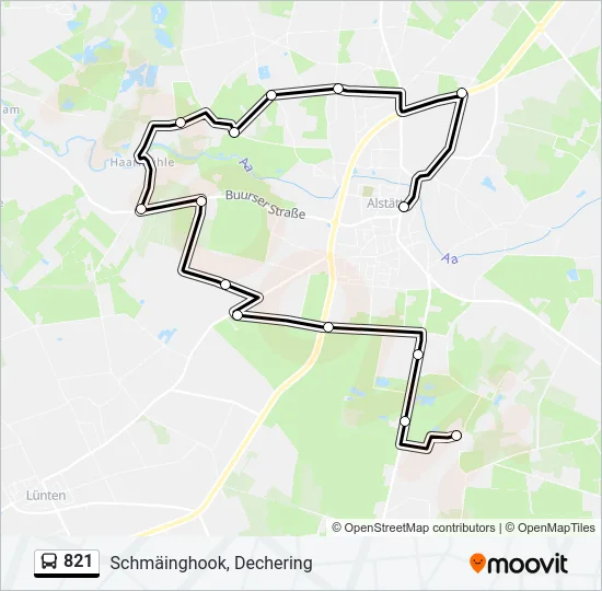 821 Bus Line Map