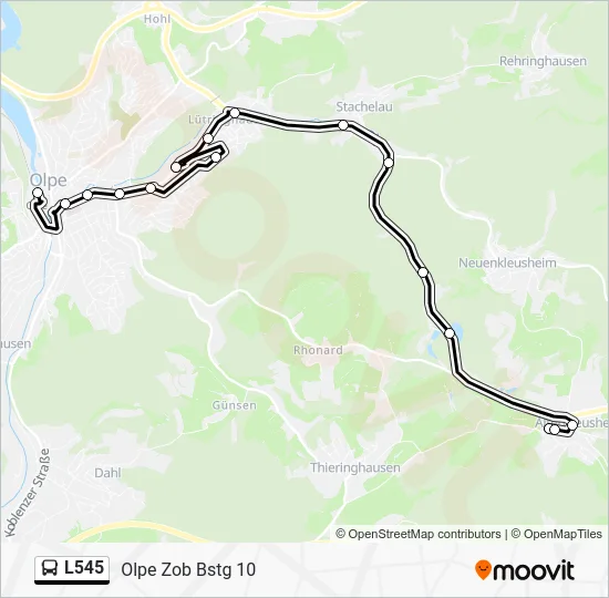 Автобус L545: карта маршрута