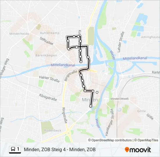 1 Bus Line Map