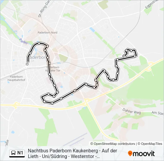 Автобус N1: карта маршрута