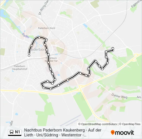 Автобус N1: карта маршрута