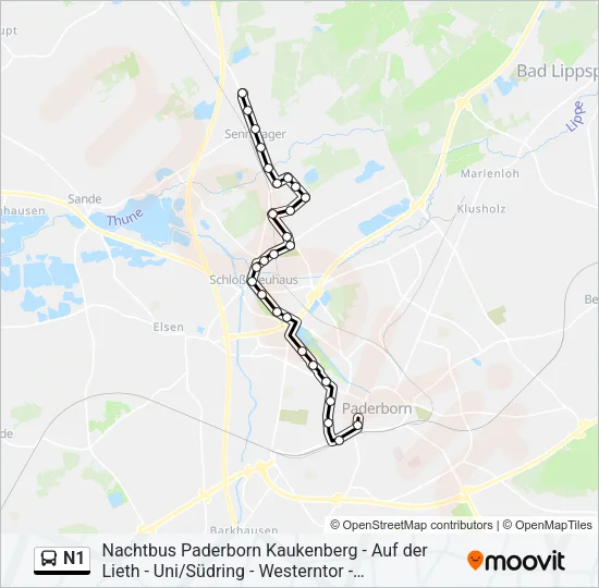 Автобус N1: карта маршрута