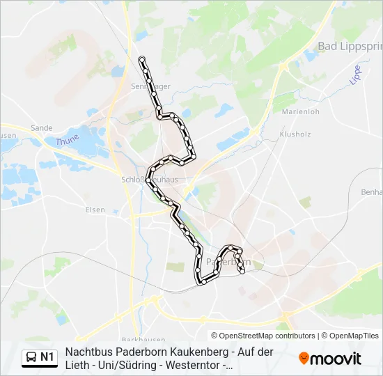 Автобус N1: карта маршрута