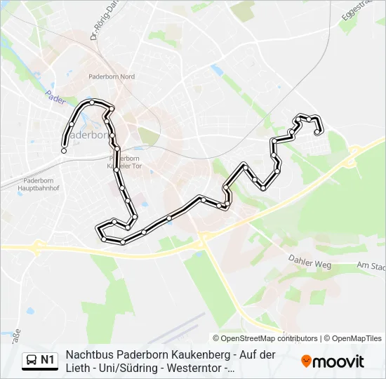 Автобус N1: карта маршрута