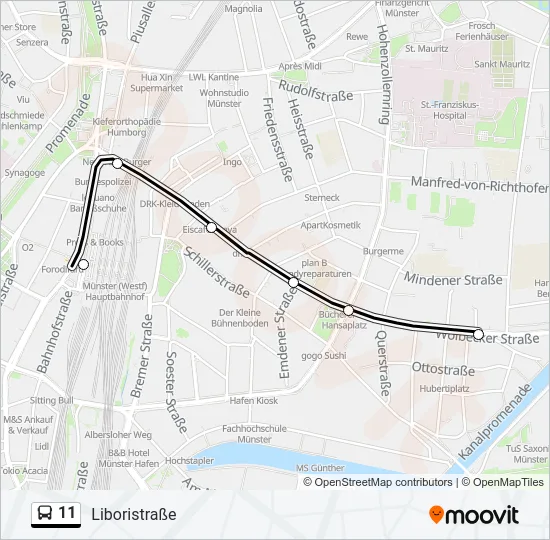 Buslinie 11 Karte