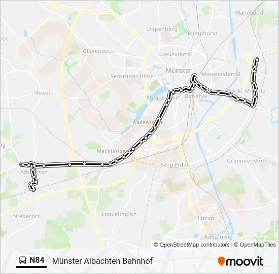 Автобус N84: карта маршрута