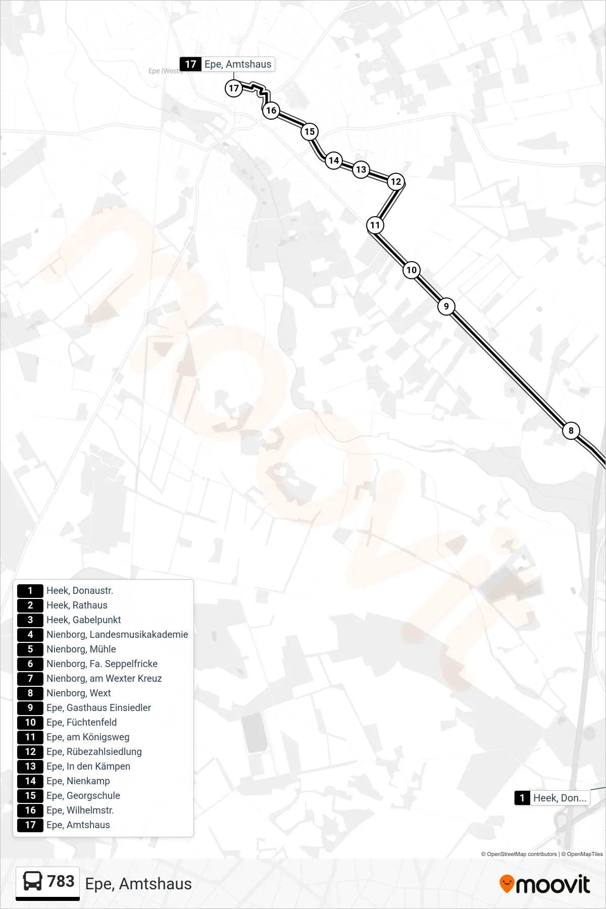 Linie 783 (Bus) Richtung Epe, Amtshaus: Route und Haltestellen auf der Karte