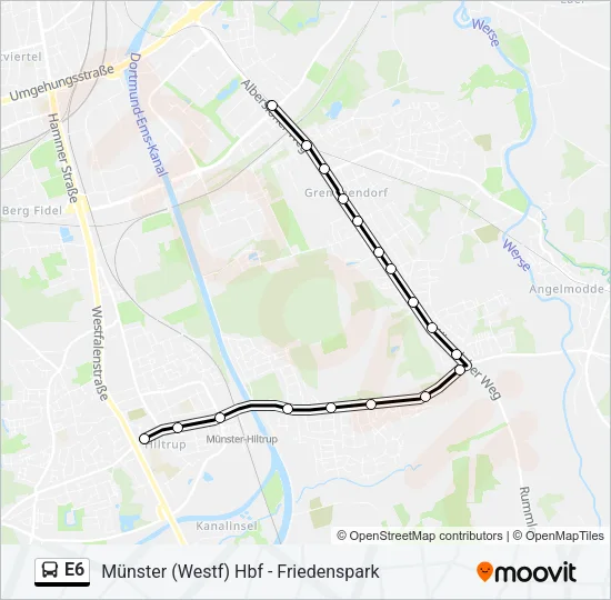 E6 Bus Line Map