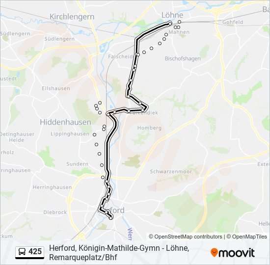 425 bus Line Map