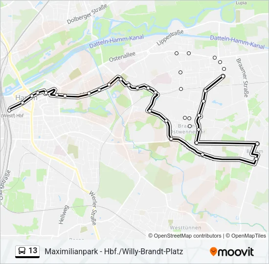 13 Bus Line Map