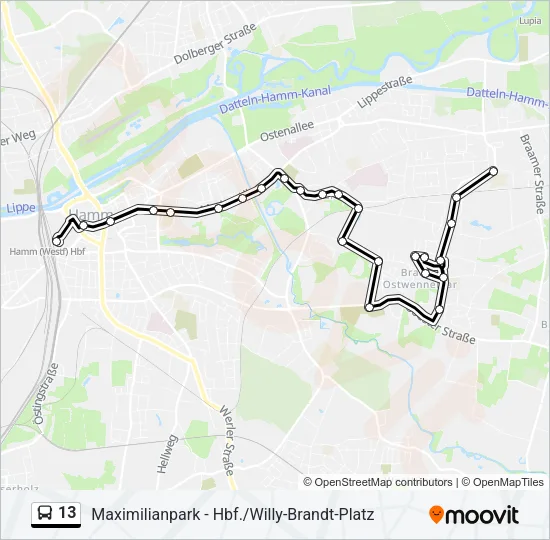 13 Bus Line Map