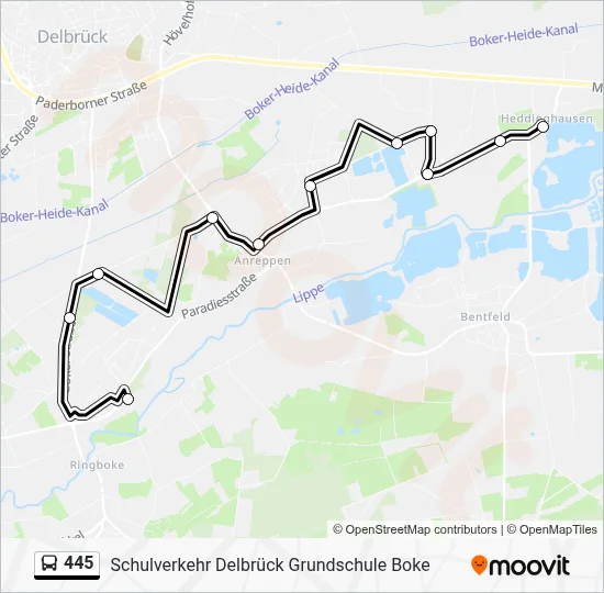 445 Bus Line Map