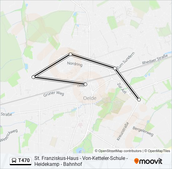 Автобус T470: карта маршрута