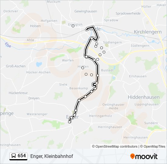 654 bus Line Map