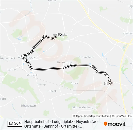 Автобус 564: карта маршрута