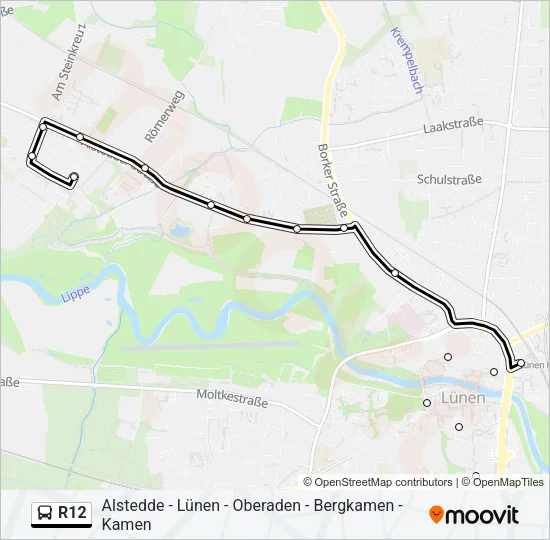 Buslinie R12 Karte
