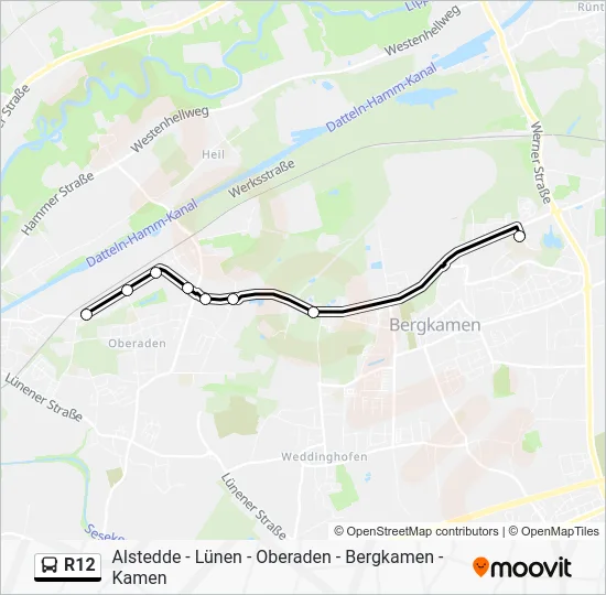 Автобус R12: карта маршрута