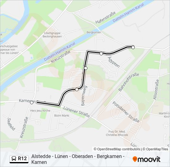 Buslinie R12 Karte
