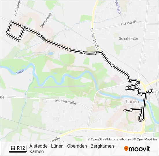 Автобус R12: карта маршрута