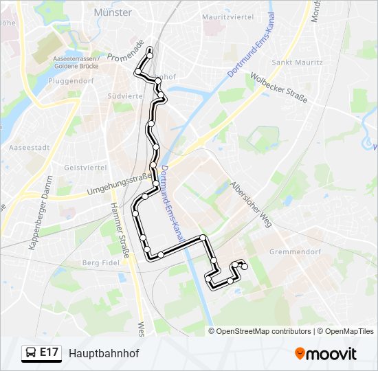 E17 bus Line Map