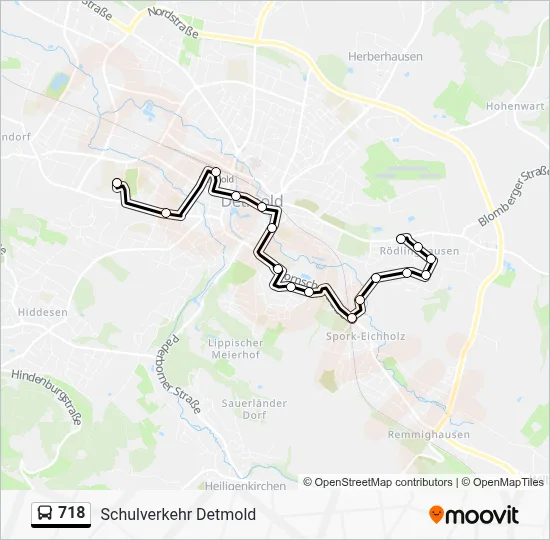 718 Bus Line Map