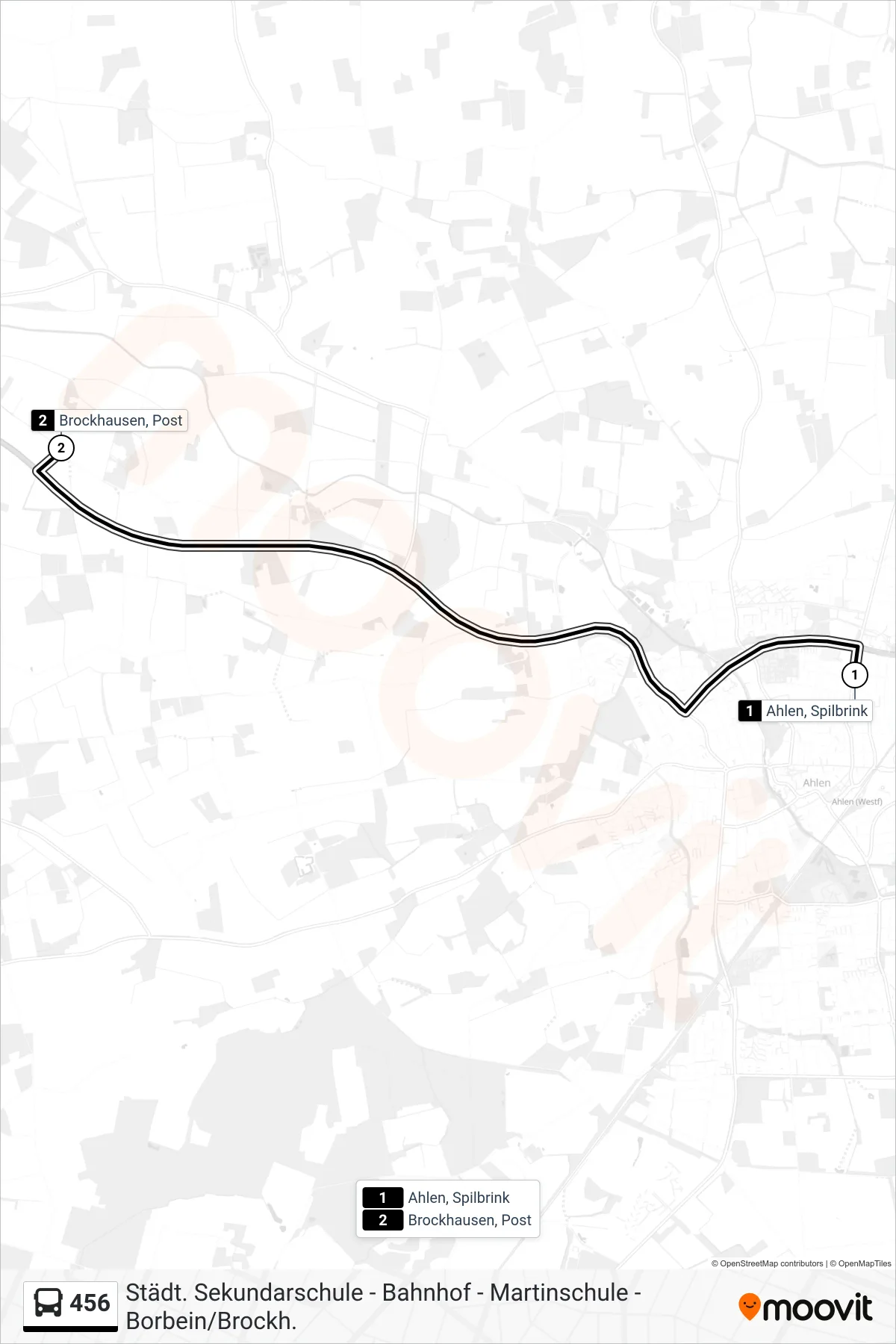 Linie 456 (Bus) Richtung Brockhausen, Post: Route und Haltestellen auf der Karte