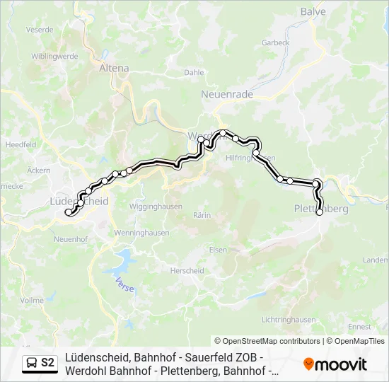 Автобус S2: карта маршрута