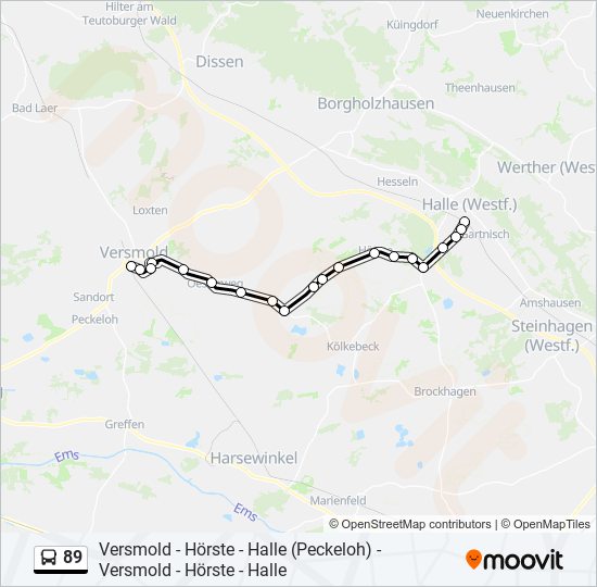 Buslinie 89 Karte