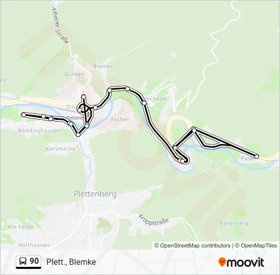 Автобус 90: карта маршрута