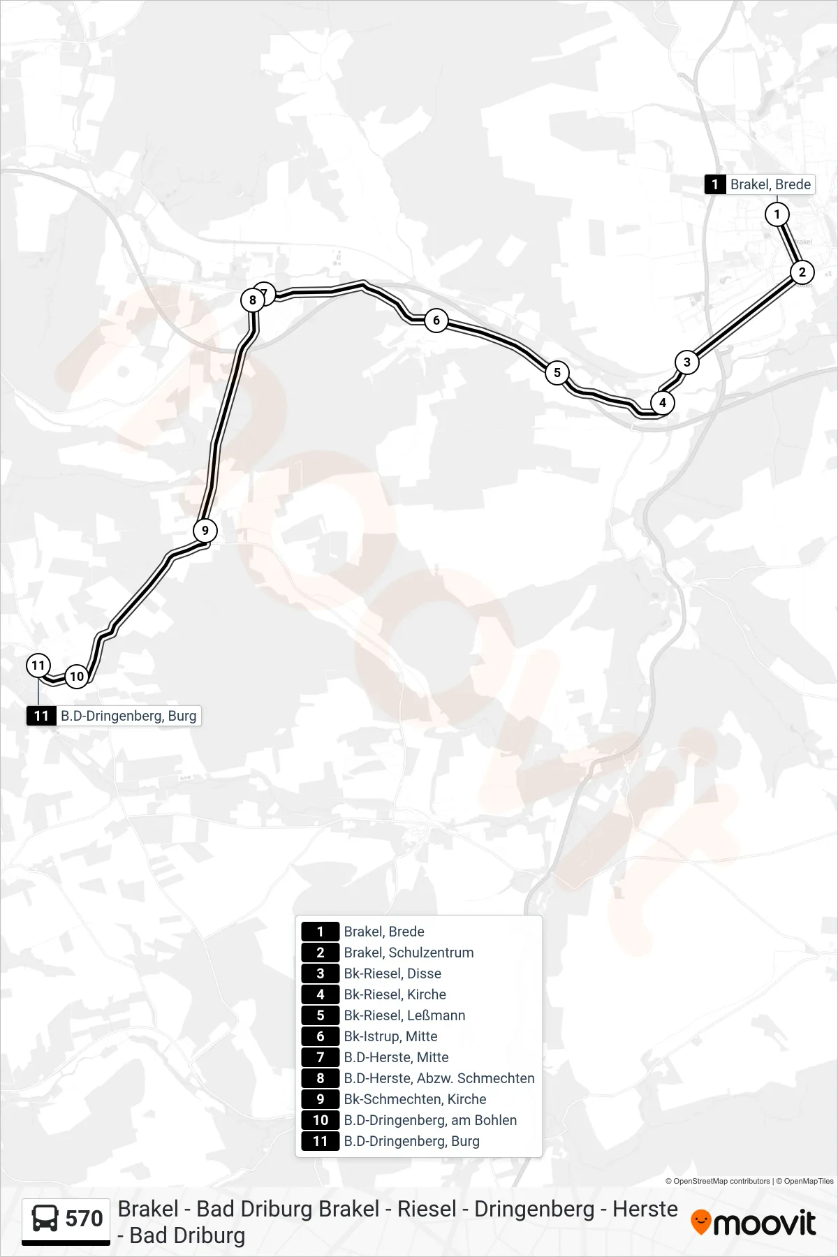 570 bus Line (B.D-Dringenberg, Burg) route and stops on a map