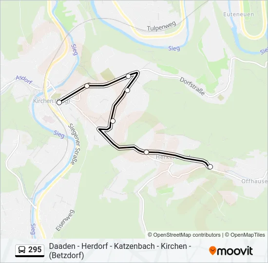 295 Bus Line Map