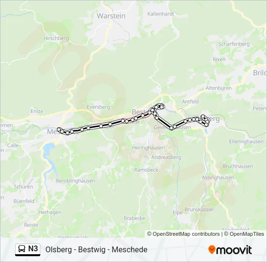 N3 Bus Line Map