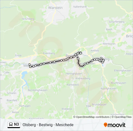 N3 Bus Line Map