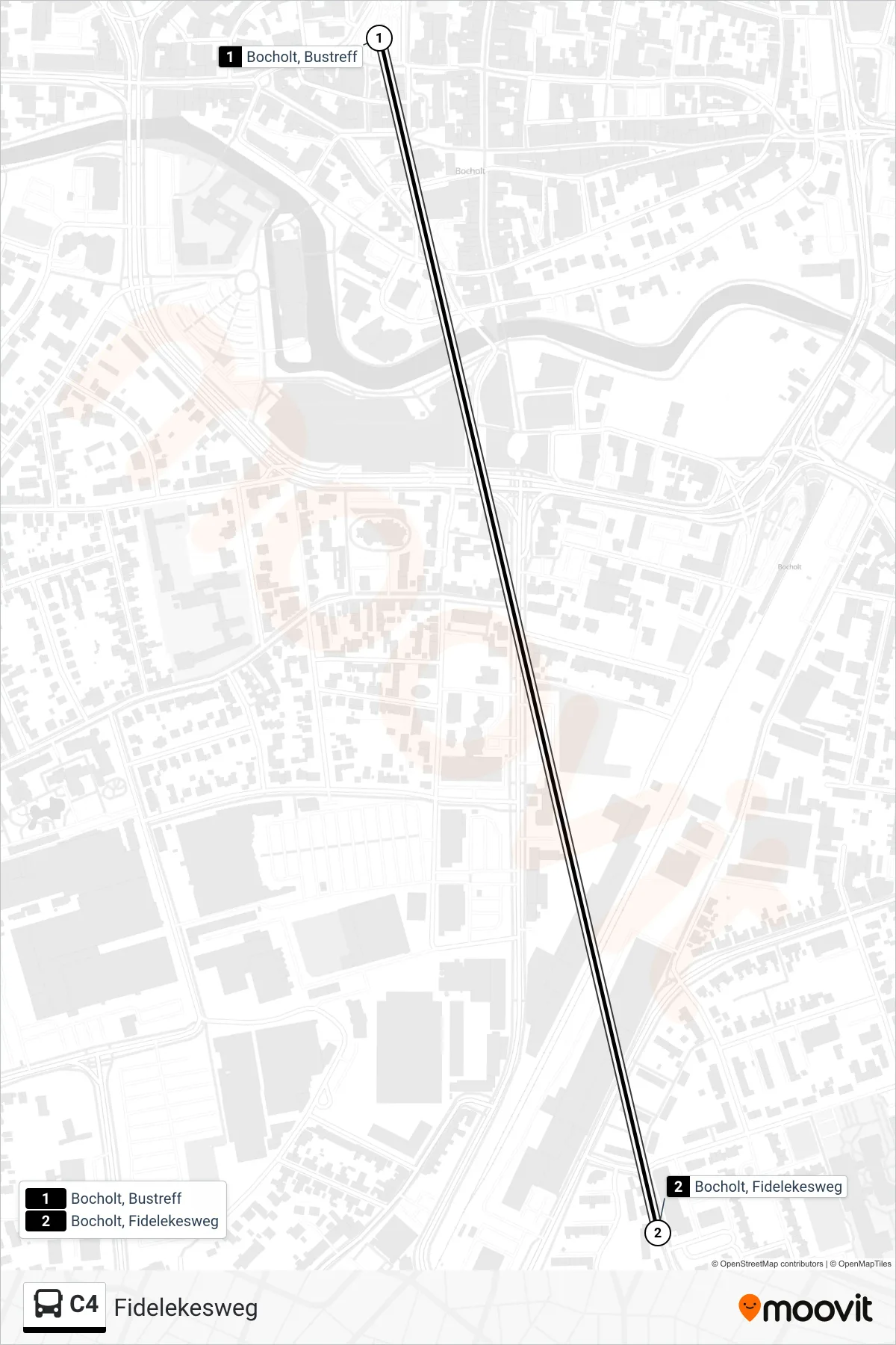 Linie C4 (Tram) Richtung Fidelekesweg: Route und Haltestellen auf der Karte