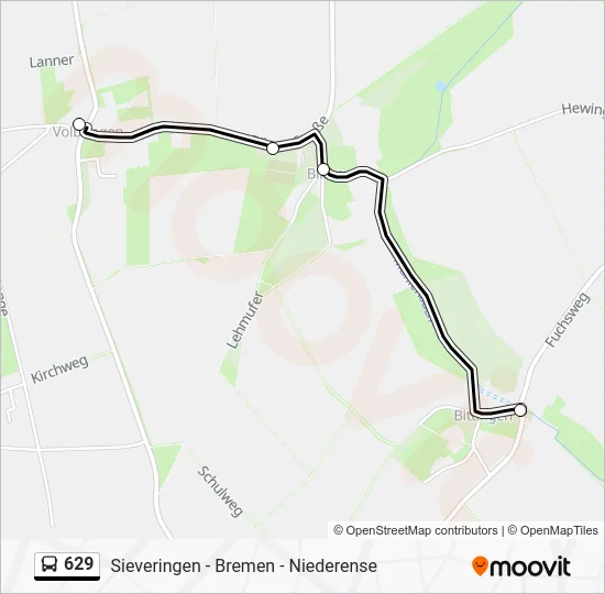 Автобус 629: карта маршрута