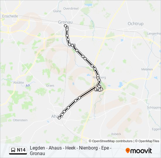 N14 bus Line Map