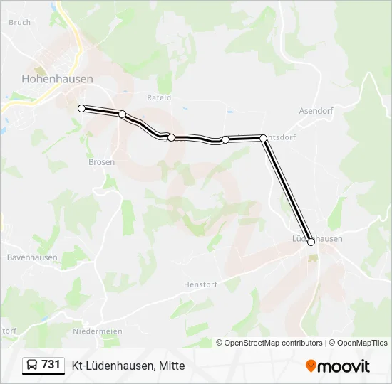 Автобус 731: карта маршрута