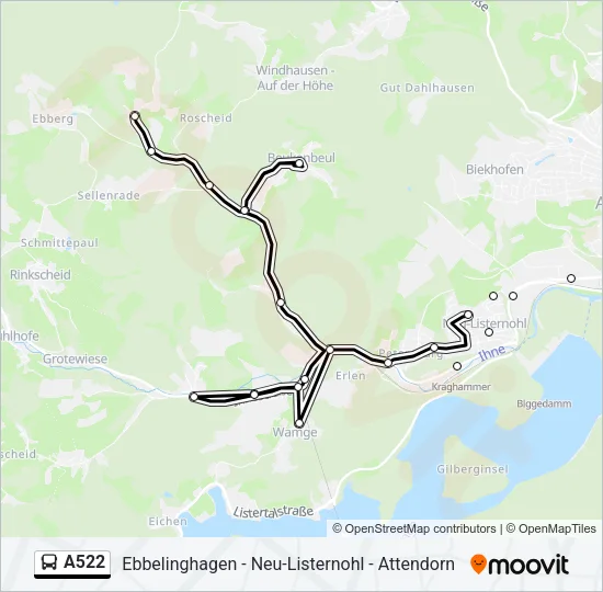 A522 Bus Line Map