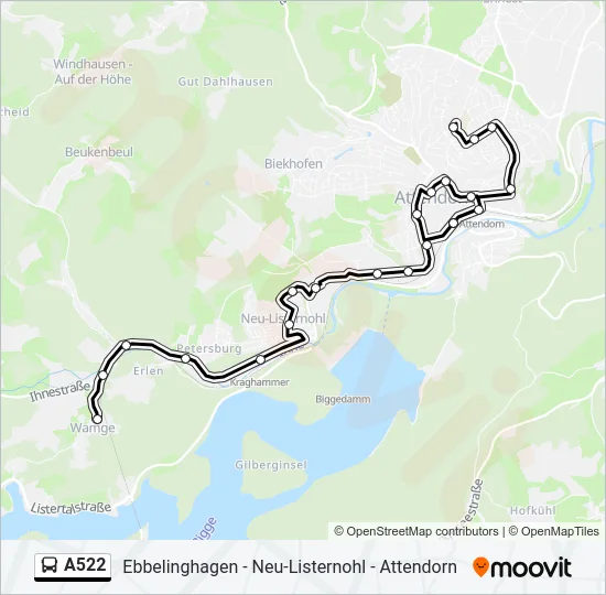 A522 Bus Line Map