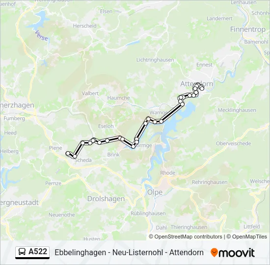 A522 Bus Line Map