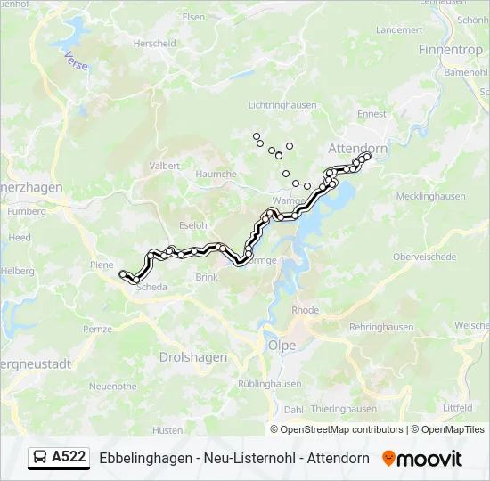 A522 Bus Line Map