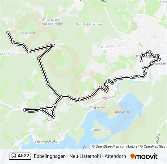 A522 Bus Line Map