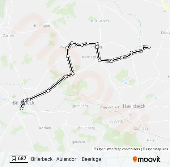 687 Bus Line Map