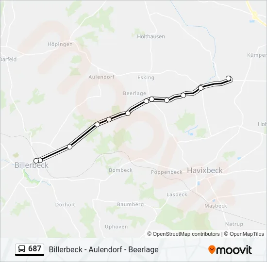 687 Bus Line Map