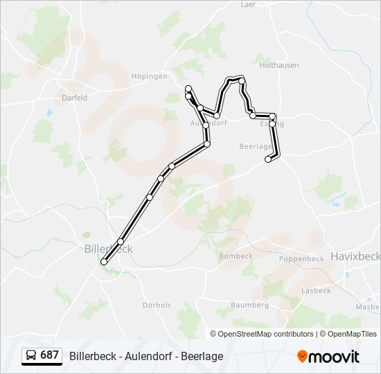 687 bus Line Map