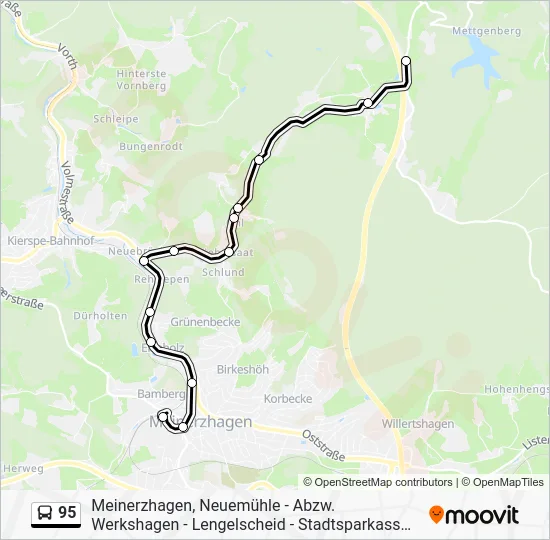 Автобус 95: карта маршрута